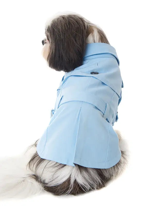 Hondenjas Classic Powder Blue Trench Coat — Lichtblauw - Hondenjas
