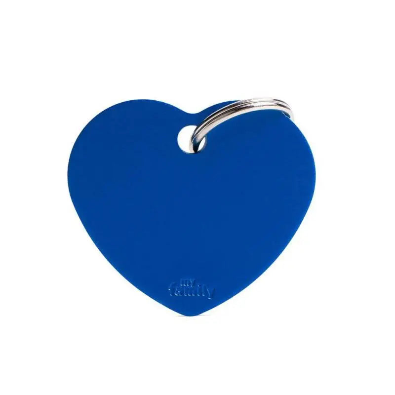 Hondenpenning Aluminium Hartje blauw Large