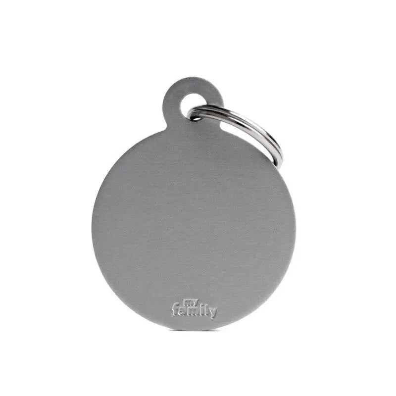 Hondenpenning aluminium rond grijs Large