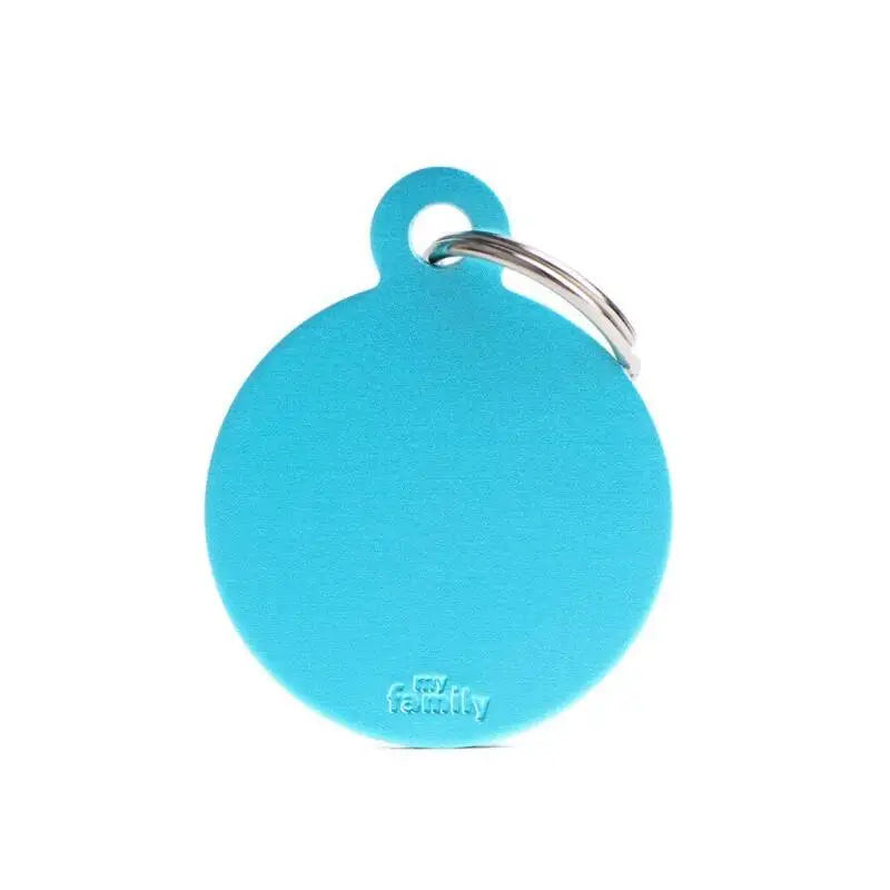 Hondenpenning aluminium rond lichtblauw Large