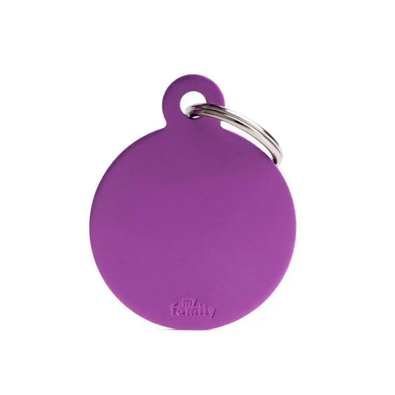 Hondenpenning aluminium rond paars Large