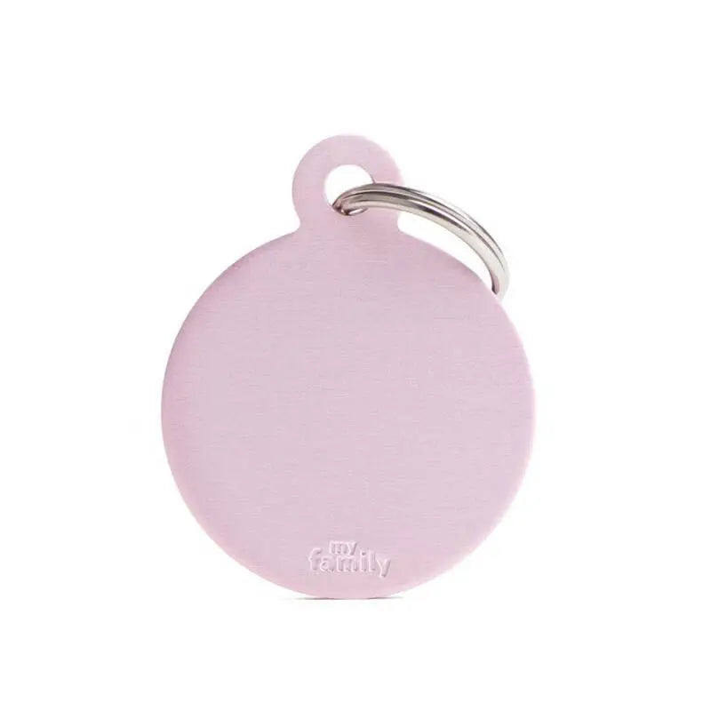 Hondenpenning aluminium rond roze Large