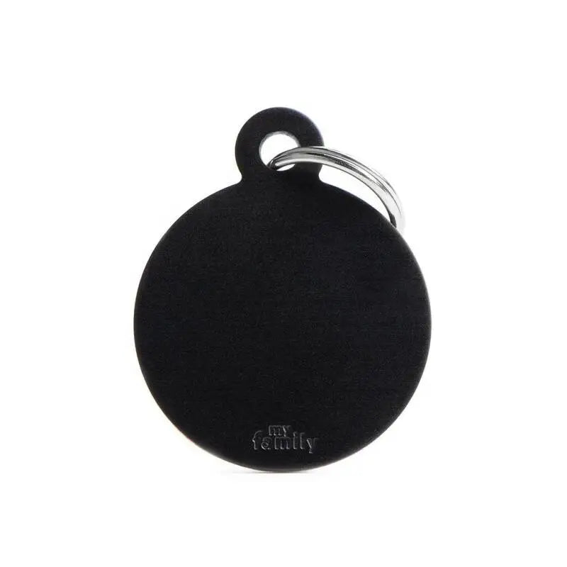 Hondenpenning aluminium rond zwart Large
