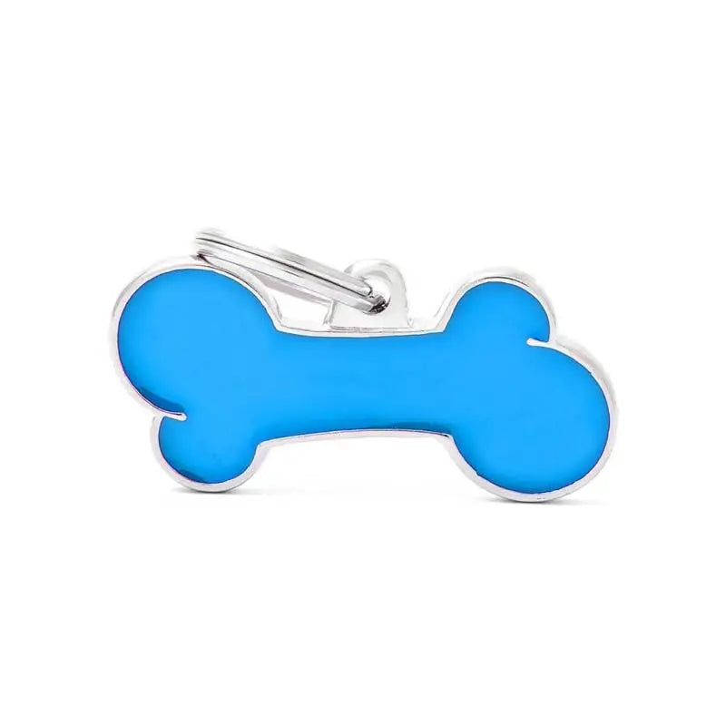 Hondenpenning Bone handgemaakt blauw Large
