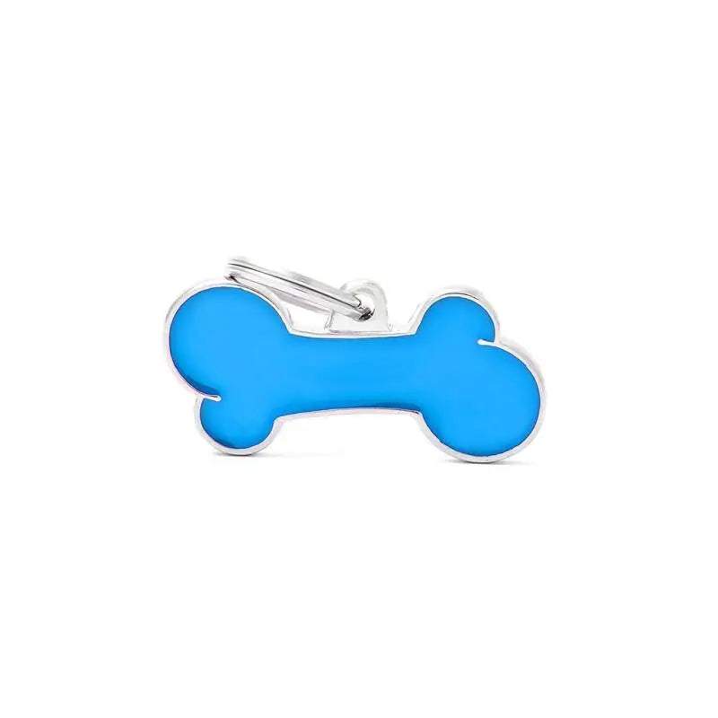 Hondenpenning Bone handgemaakt blauw Small