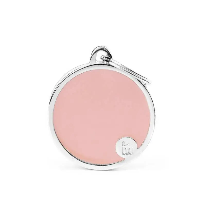 Hondenpenning Cirkel handgemaakt roze Large