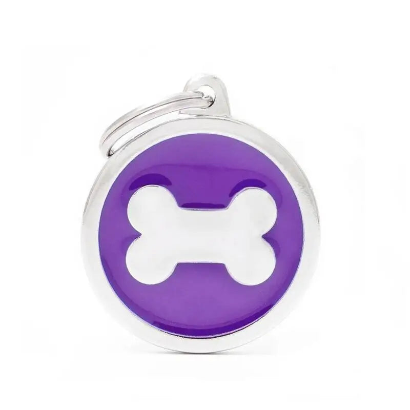 Hondenpenning Classic Cirkel Purple Bone