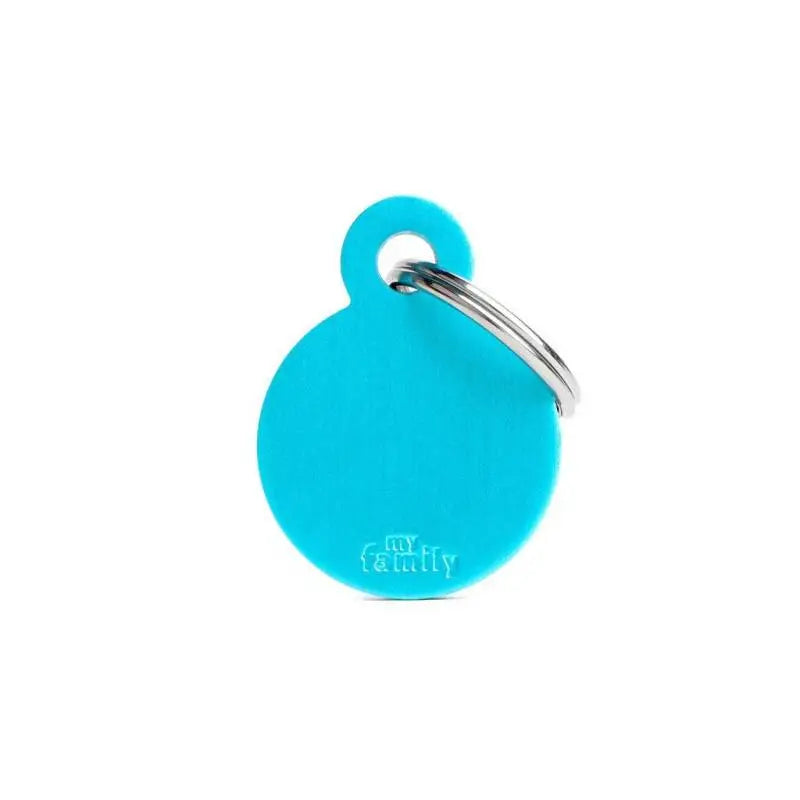 Kattenpenning aluminium rond lichtblauw Small