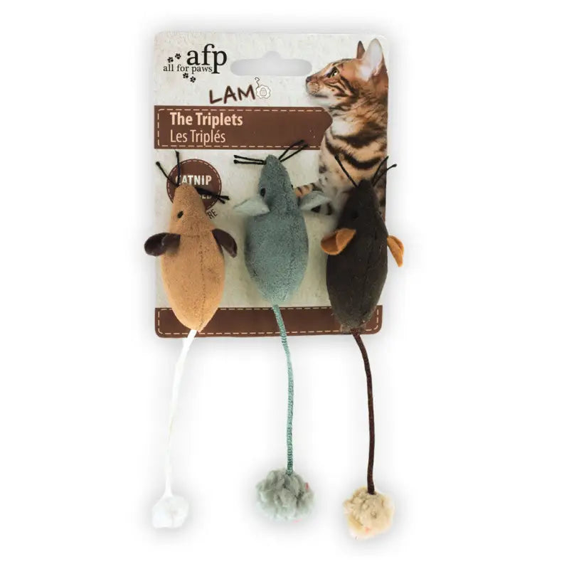 Kattenspeelgoed The Triplets lambswool Mouse Catnip - SPEELGOED