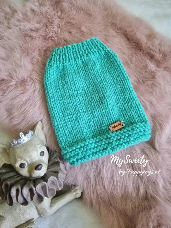 MySweety Pullover Little Puppy in Turquoise — Ruglengte 15 cm
