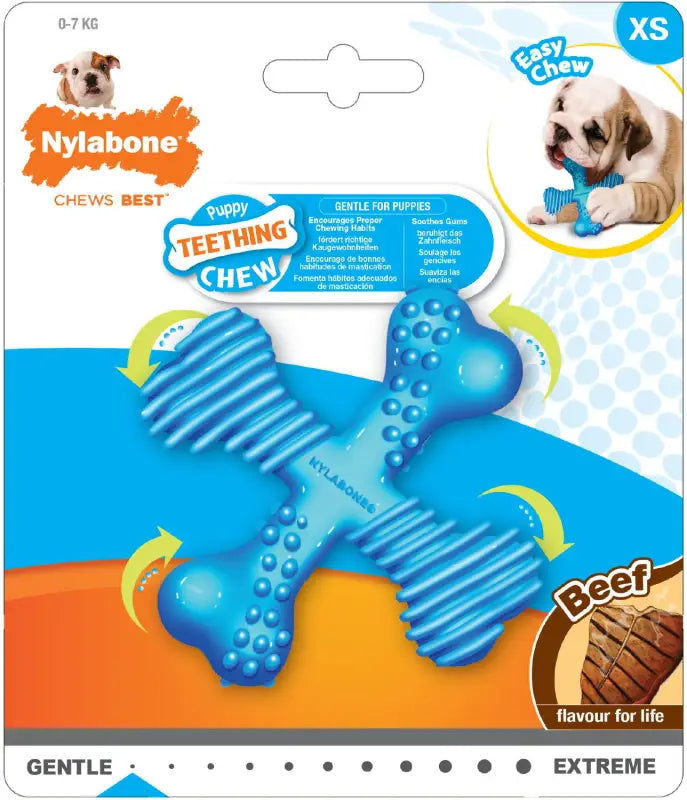 Nylabone Puppy Dental X Bot blauw SPEELGOED