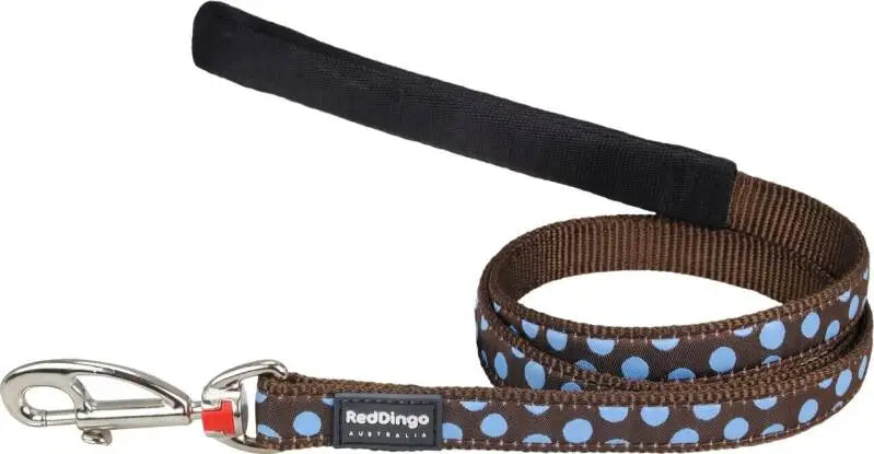 Red Dingo Hondenriem Blue Spots on Brown 120 cm x 12 mm — 120 cm x 12 mm