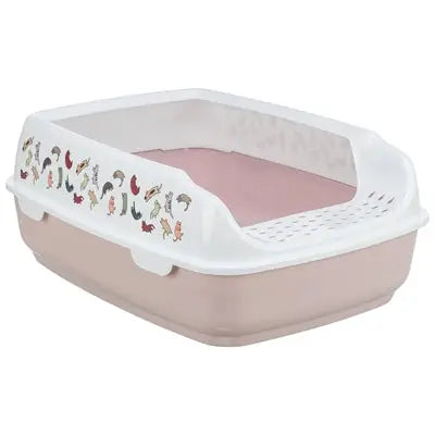 Trixie Kattenbak Delio Met Rand Bedrukt Lichtroze / Wit