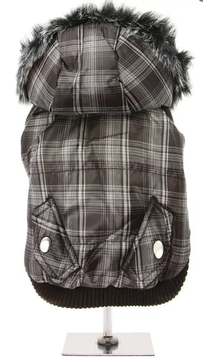UrbanPup Brown Checked Parka — Ruglengte 20 cm