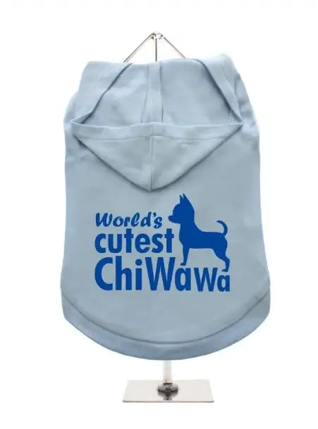 UrbanPup Hondenhoodie World’s Cutest ChiWaWa — Blauw - Ruglengte 16 cm - Hondenkleding