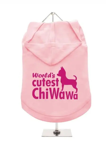 UrbanPup Hondenhoodie World’s Cutest ChiWaWa — Roze - Ruglengte 16 cm - Hondenkleding