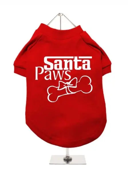 UrbanPup T-shirt Santa Paws — Rood - Ruglengte 20 cm - Hondenkleding